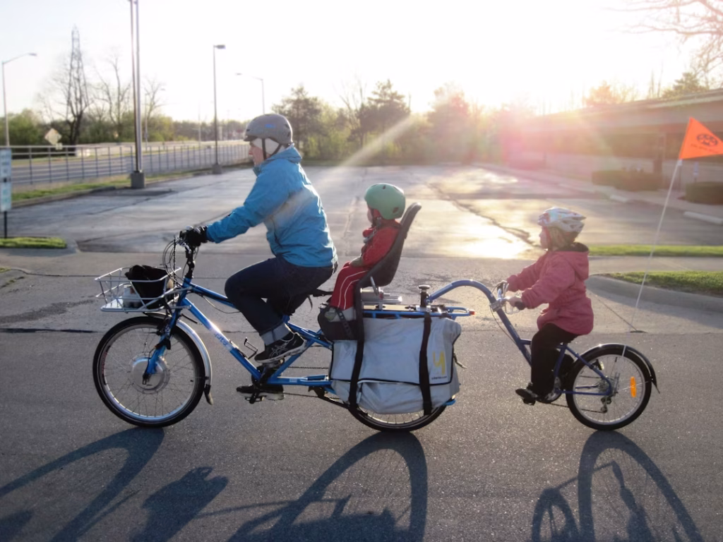 Outdoor family activities like biking supporting active child development