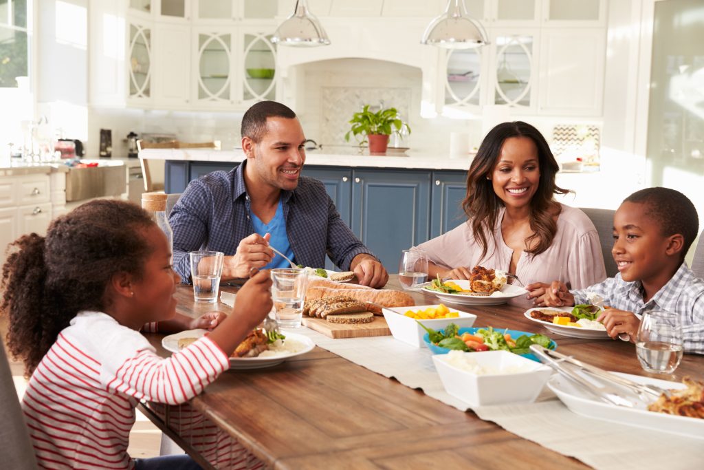 Healthy family communication during a distraction-free family meal