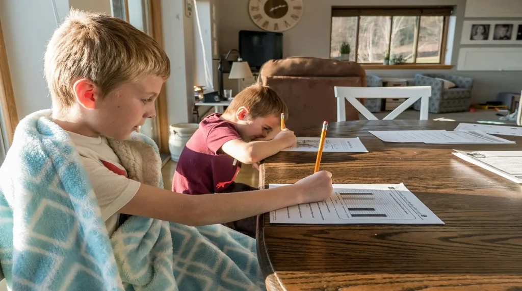 Calm parent child discussion that challenges stressful homework myths