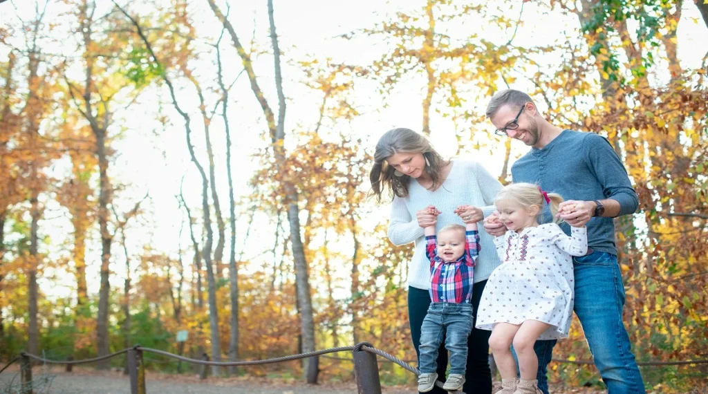 Summer family activities during a calm evening outdoors