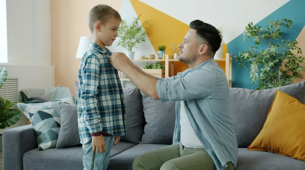 Calm correction helping a child return to respectful talk at home