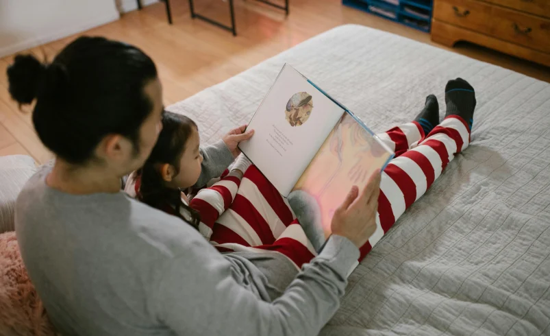 Parent and child following calmer family routines while learning about routine myths