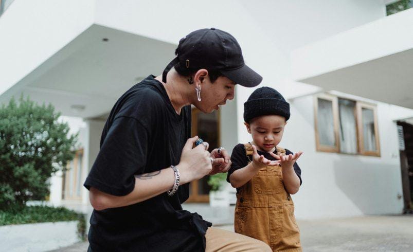 Parent and child during an everyday moment related to common parenting myths