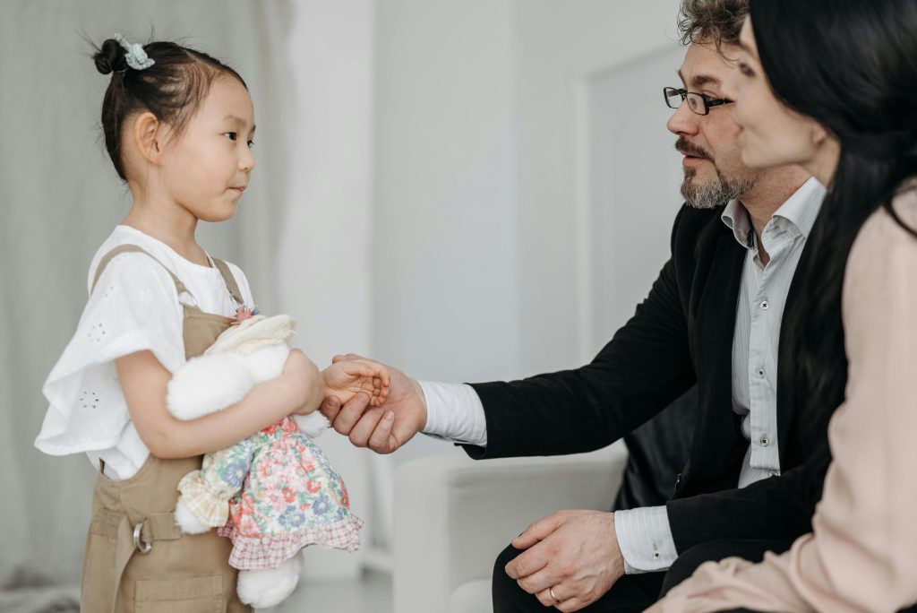 Parent using calm family communication to build emotional safety and trust
