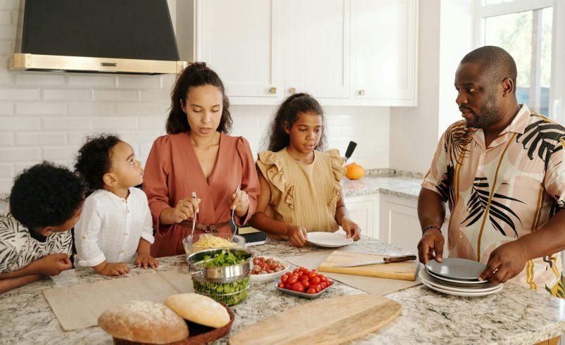 Family communication during a calm parent-child discussion at home