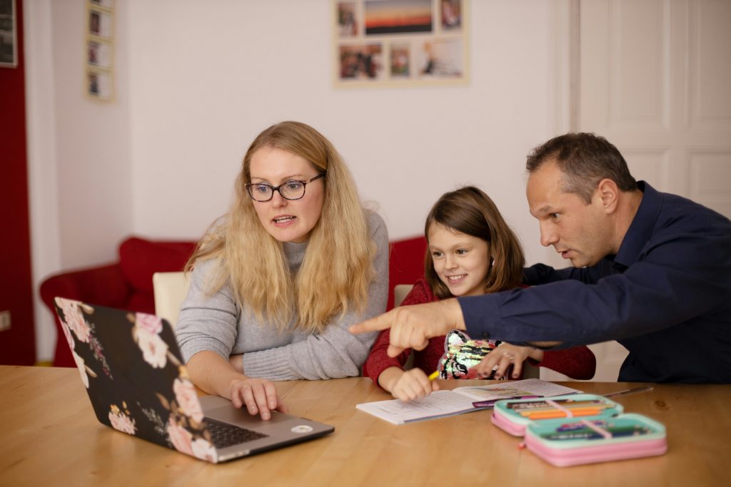 Family spending shared time together during a calm screen activity at home