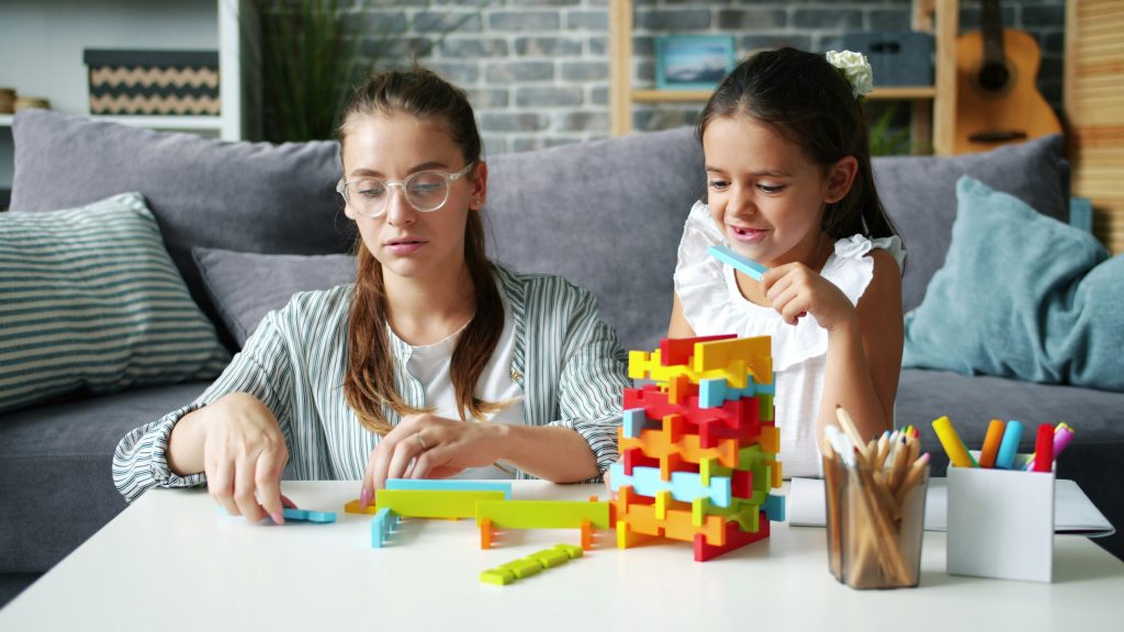 Child building school readiness skills through early learning and problem-solving