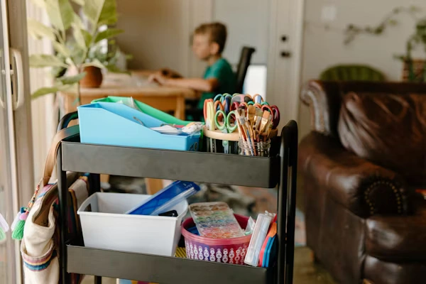 Family entry setup prepared through a night before routine for easier school mornings