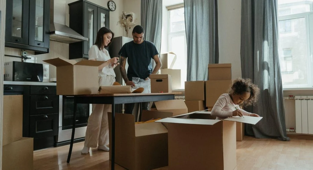 Child organizing personal belongings in a private home space