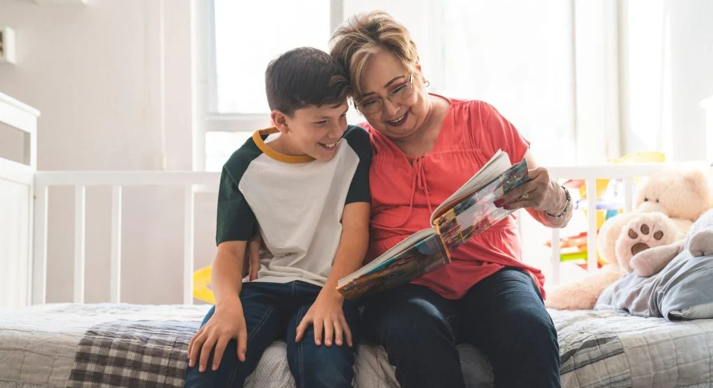 Calm reassurance during a bedtime conversation between parent and child