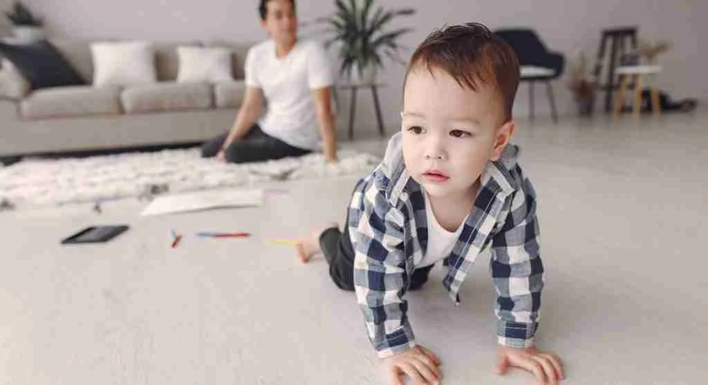 Child practicing independently while a parent remains nearby